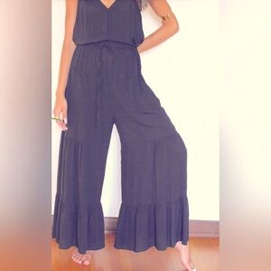 Jumpsuit in BROWN ONLY. CROP DENIM GUESS brand name jacket is SOLD SEPARATELY.